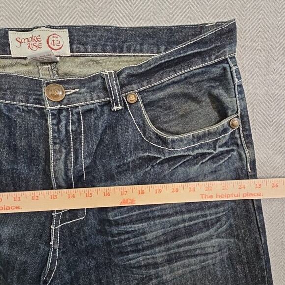 Smoke Rise Jeans Men's 42 x 32 Wide Straight Leg Contrast Thread Embellished Y2K - Picture 3 of 16